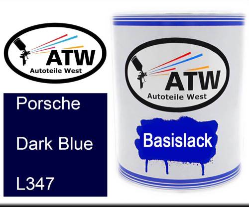 Porsche, Dark Blue, L347: 1L Lackdose, von ATW Autoteile West.